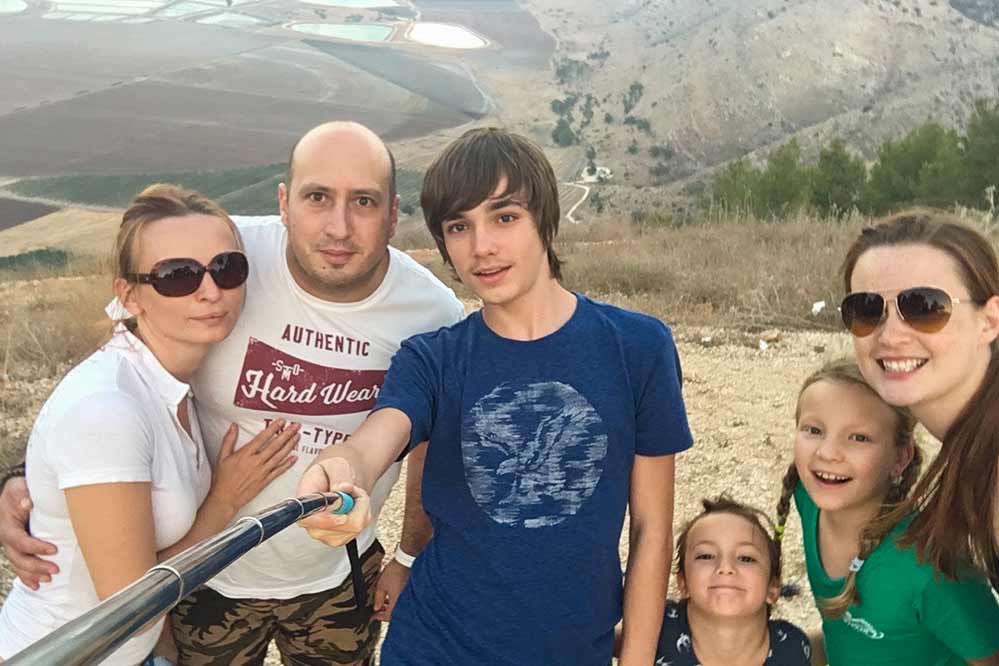 Living in Israel Ben and Alex Funk kids and friend on Mt. Gilboa